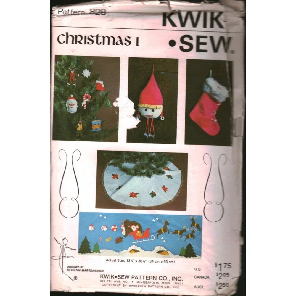 Vintage Viking Christmas 1 Sewing Pattern Tree Skirt Stocking Wall Hanging Decor